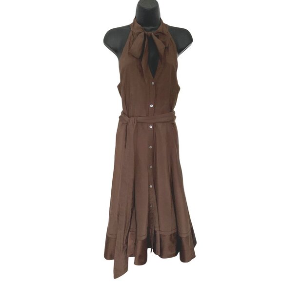 Coast Dress brown size US 10  UK 14 with bow at neck beautiful dress - Picture 12 of 13
